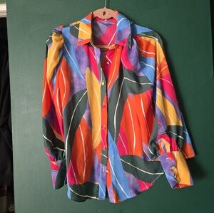 Colorful Abstract Button-Up Shirt Small